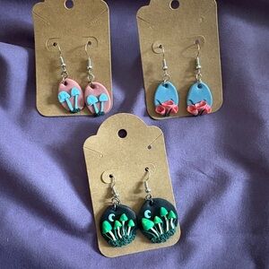 Colorful Handmade Mushroom Earrings